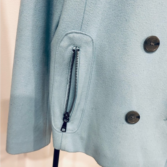 Banana Republic baby blue wool moto-style coat w/ zipper detail XL - Picture 7 of 12